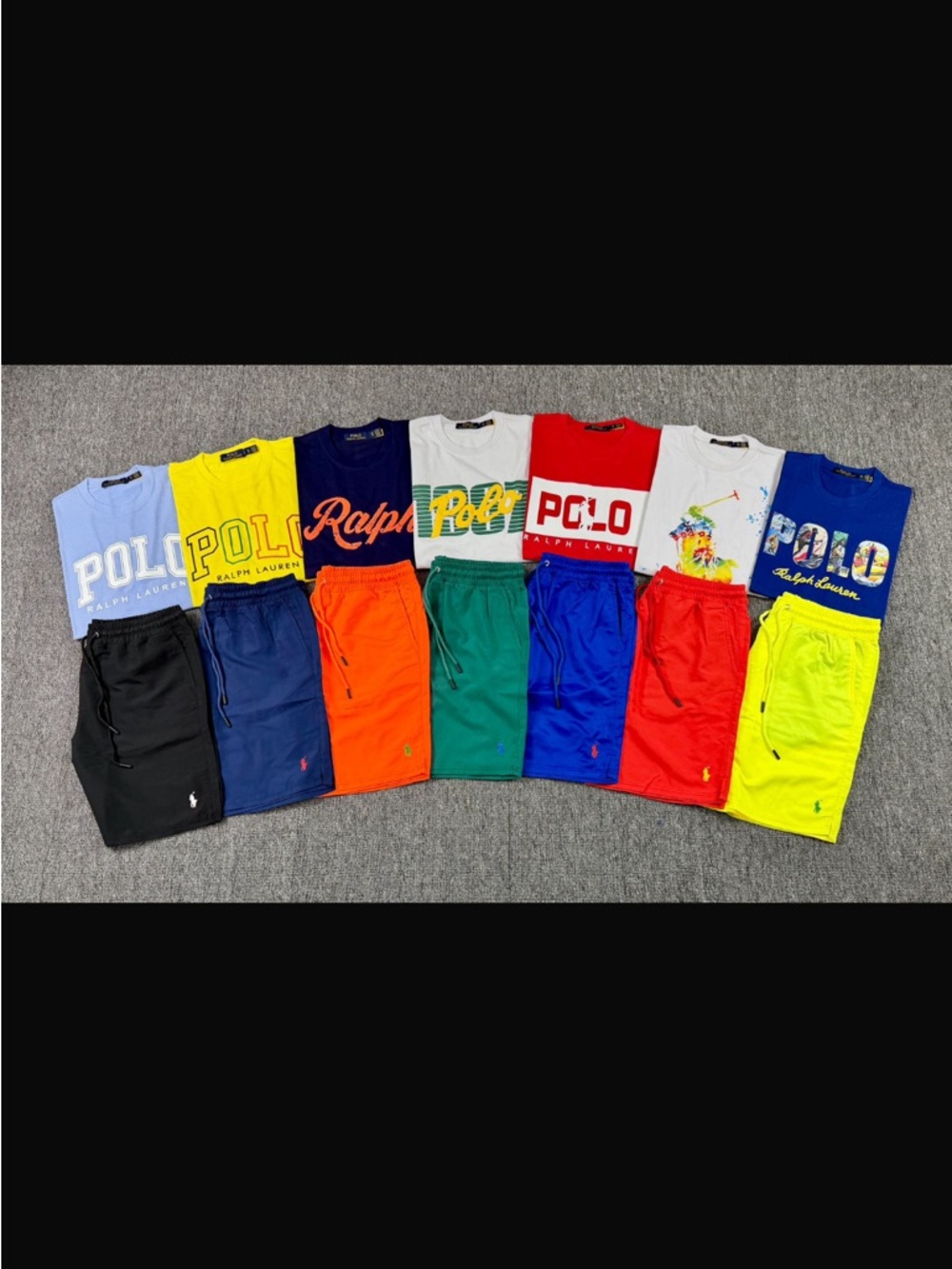 Polo by Ralph Lauren Light Blue Tee with Black Athletic Shorts - Picture 2 of 2